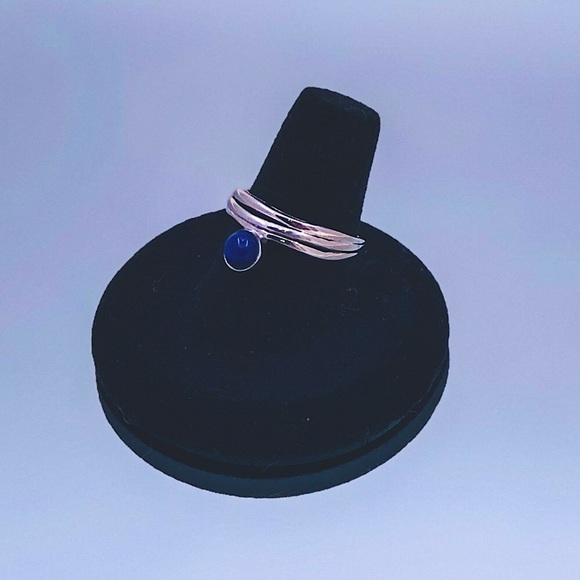 14K White Gold Genuine 5mm Lapis Lazuli - Picture 2 of 5